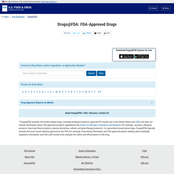 Drug Approval and Drug Application Finder (DAF)