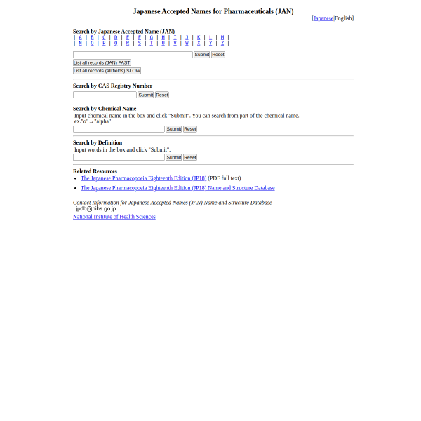 Japanese Accepted Names for Pharmaceuticals (JAN)