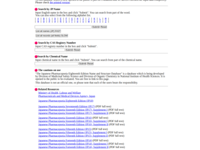 The Japanese Pharmacopoeia Name and Structure Database