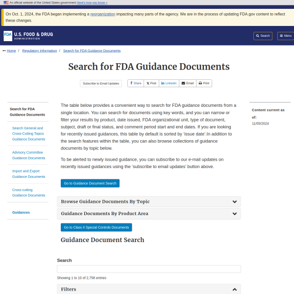 FDA Guidance Document Search