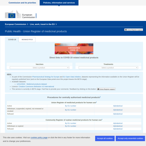 EC - Union Register of medicinal products