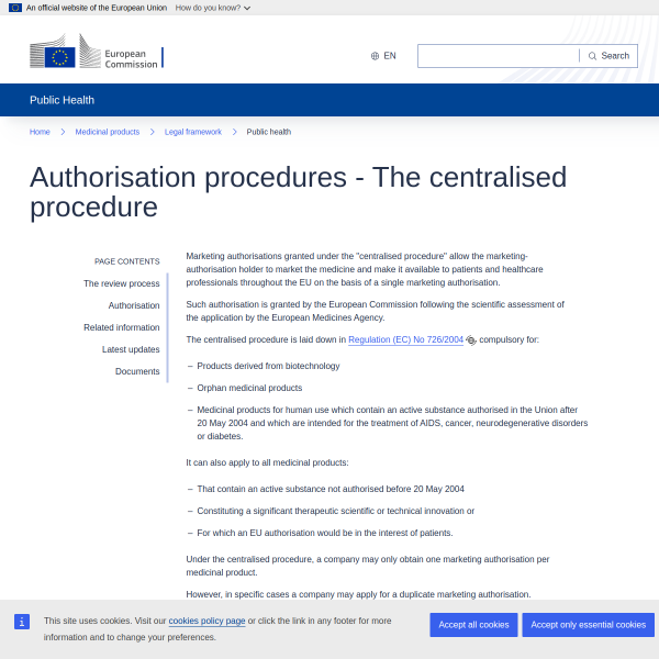 EC -- Centralized Authorisation Procedures