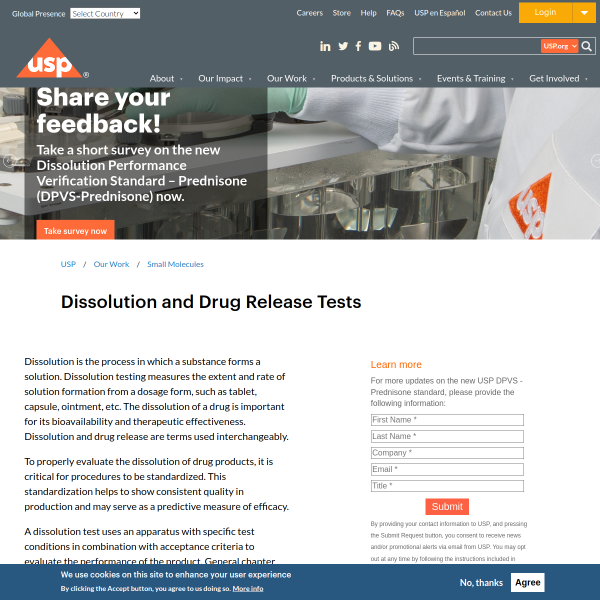 USP - Dissolution and Drug Release Tests